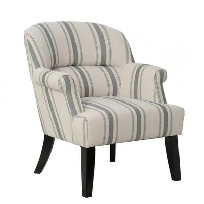 Upholstered Roll Arm Accent Chair Cambridge Black Stripe - HomeFare 4 Upholstered Roll Arm Accent Chair Cambridge Black Stripe - HomeFare - Image 2