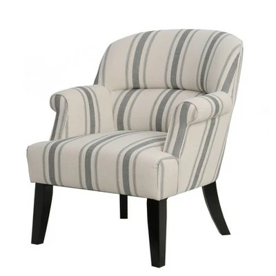 Upholstered Roll Arm Accent Chair Cambridge Black Stripe - HomeFare 6 Upholstered Roll Arm Accent Chair Cambridge Black Stripe - HomeFare - Image 4