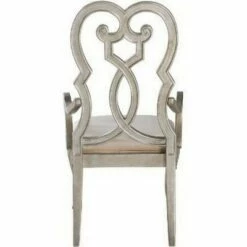 Set of 2 Arm Chairs with Open Scrolled Design Back Champagne Gold - Benzara -Living Room Chairs store unnamed file 2437