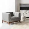 Garnet Linen Tufted Armchair Light Gray - Safavieh