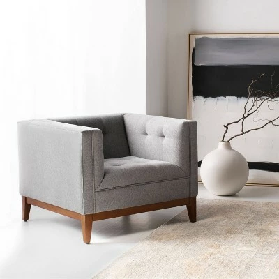 Garnet Linen Tufted Armchair Light Gray - Safavieh 3 Garnet Linen Tufted Armchair Light Gray - Safavieh