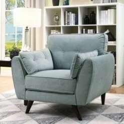 Sanders Dressy Blue Arm Chair - miBasics