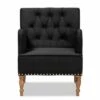 Eri Velvet and Wood Armchair - Baxton Studio Black/walnut Brown -Living Room Chairs store unnamed file 2489