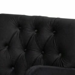 Eri Velvet and Wood Armchair - Baxton Studio Black/walnut Brown 14 Eri Velvet and Wood Armchair - Baxton Studio Black/walnut Brown -Living Room Chairs store unnamed file 2492