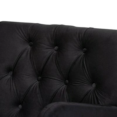 Eri Velvet and Wood Armchair - Baxton Studio Black/walnut Brown 6 Eri Velvet and Wood Armchair - Baxton Studio Black/walnut Brown - Image 4