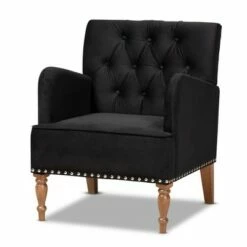 Eri Velvet and Wood Armchair - Baxton Studio Black/walnut Brown 18 Eri Velvet and Wood Armchair - Baxton Studio Black/walnut Brown -Living Room Chairs store unnamed file 2496