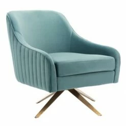 Leyla Channeled Velvet Accent Chair Seafoam - Safavieh -Living Room Chairs store unnamed file 2499