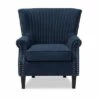 Wilhelm Velvet Wood Armchair Blue/Dark Brown - Baxton Studio -Living Room Chairs store unnamed file 2506