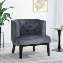 Clough Contemporary Fabric Tufted Accent Chair - Christopher Knight Home Navy Blue/dark Brown