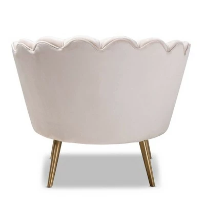 Cosette Velvet Upholstered Chair Light Beige/Gold - Baxton Studio 5 Cosette Velvet Upholstered Chair Light Beige/Gold - Baxton Studio - Image 3