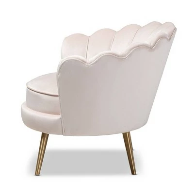 Cosette Velvet Upholstered Chair Light Beige/Gold - Baxton Studio 8 Cosette Velvet Upholstered Chair Light Beige/Gold - Baxton Studio - Image 6