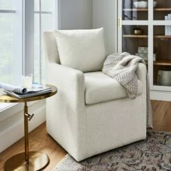 Threshold Designed W/Studio McGee Pacific Ridge Pillow Back Upholstered Anywhere Chair Cream - Threshold™ designed with Studio McGee