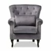 Fletcher Velvet and Wood Armchair Gray/Dark Brown - Baxton Studio -Living Room Chairs store unnamed file 2539