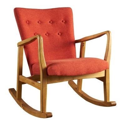 Callum Mid-Century Fabric Rocker - Christopher Knight Home Muted Orange 5 Callum Mid-Century Fabric Rocker - Christopher Knight Home Muted Orange - Image 4