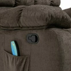 Blackshear Contemporary Pillow Tufted Massage Recliner - Christopher Knight Home Brown -Living Room Chairs store unnamed file 2563