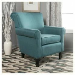 Roseville Upholstered Club Chair - Christopher Knight Home Dark Teal -Living Room Chairs store unnamed file 2581