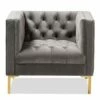 Zanetta Luxe And Glamour Velvet Upholstered Gold Finished Lounge Chair - Baxton Studio Gray