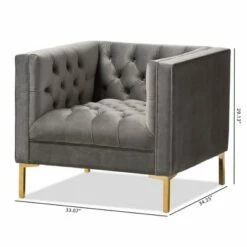 Zanetta Luxe And Glamour Velvet Upholstered Gold Finished Lounge Chair - Baxton Studio Gray -Living Room Chairs store unnamed file 2592