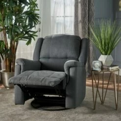 Jennette Tufted Swivel Gliding Recliner - Christopher Knight Home Charcoal Fabric