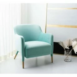 Topaz Velvet Armchair - Safavieh Aqua