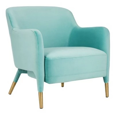 Topaz Velvet Armchair - Safavieh Aqua 3 Topaz Velvet Armchair - Safavieh Aqua - Image 2