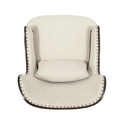 Mantua Contemporary Fabric Upholstered Accent Chair with Nailhead Trim - Christopher Knight Home Beige/dark Brown 6 Mantua Contemporary Fabric Upholstered Accent Chair with Nailhead Trim - Christopher Knight Home Beige/dark Brown - Image 4