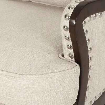 Mantua Contemporary Fabric Upholstered Accent Chair with Nailhead Trim - Christopher Knight Home Beige/dark Brown 9 Mantua Contemporary Fabric Upholstered Accent Chair with Nailhead Trim - Christopher Knight Home Beige/dark Brown - Image 7