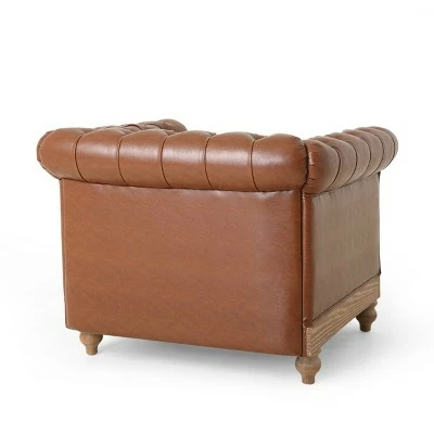 Castalia Chesterfield Tufted Club Chair with Nailhead Trim Midnight - Christopher Knight Home Cognac Brown/natural 4 Castalia Chesterfield Tufted Club Chair with Nailhead Trim Midnight - Christopher Knight Home Cognac Brown/natural - Image 2