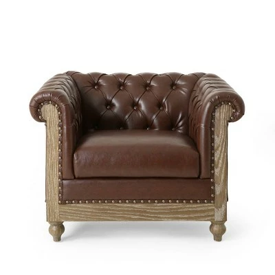 Castalia Chesterfield Tufted Club Chair with Nailhead Trim Midnight - Christopher Knight Home Cognac Brown/natural 12 Castalia Chesterfield Tufted Club Chair with Nailhead Trim Midnight - Christopher Knight Home Cognac Brown/natural - Image 10