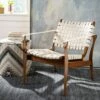 Dilan Leather Safari Chair White/Light Brown - Safavieh -Living Room Chairs store unnamed file 2674
