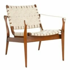 Dilan Leather Safari Chair White/Light Brown - Safavieh -Living Room Chairs store unnamed file 2676
