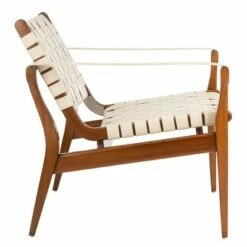 Dilan Leather Safari Chair White/Light Brown - Safavieh -Living Room Chairs store unnamed file 2677