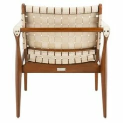 Dilan Leather Safari Chair White/Light Brown - Safavieh -Living Room Chairs store unnamed file 2678