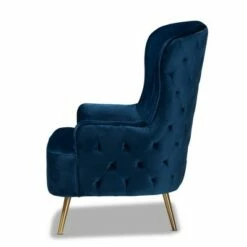 Melissa Velvet Fabric Upholstered Living Room Accent Chair Royal Blue/Gold - Baxton Studio -Living Room Chairs store unnamed file 2690
