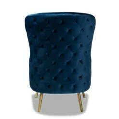 Melissa Velvet Fabric Upholstered Living Room Accent Chair Royal Blue/Gold - Baxton Studio -Living Room Chairs store unnamed file 2691