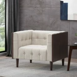 Mclarnan Contemporary Tufted Club Chair - Christopher Knight Home Beige/brown