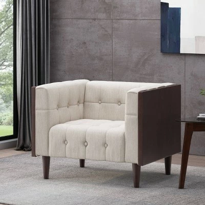 Mclarnan Contemporary Tufted Club Chair - Christopher Knight Home Beige/brown 3 Mclarnan Contemporary Tufted Club Chair - Christopher Knight Home Beige/brown