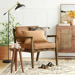 Sylva Strap Chair Caramel Faux Leather - Threshold™
