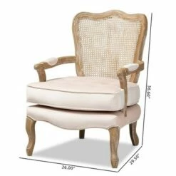 Vallea Traditional Velvet Wood Armchair - Baxton Studio Pink
