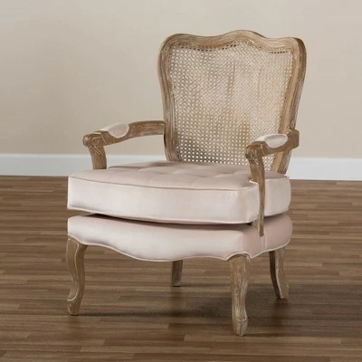 Vallea Traditional Velvet Wood Armchair - Baxton Studio Pink 4 Vallea Traditional Velvet Wood Armchair - Baxton Studio Pink - Image 2