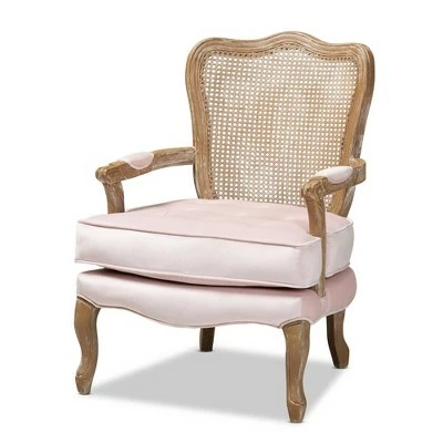 Vallea Traditional Velvet Wood Armchair - Baxton Studio Pink 11 Vallea Traditional Velvet Wood Armchair - Baxton Studio Pink - Image 9