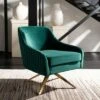 Leyla Channeled Velvet Accent Chair Emerald - Safavieh -Living Room Chairs store unnamed file 2802
