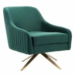 Leyla Channeled Velvet Accent Chair Emerald - Safavieh -Living Room Chairs store unnamed file 2803