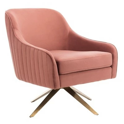 Leyla Channeled Velvet Accent Chair Dusty Rose - Safavieh 4 Leyla Channeled Velvet Accent Chair Dusty Rose - Safavieh - Image 2