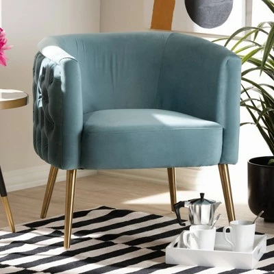Marcelle Chair - Baxton Studio Light Blue/gold 3 Marcelle Chair - Baxton Studio Light Blue/gold