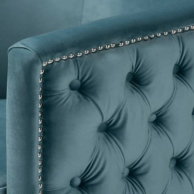 Marcelle Chair - Baxton Studio Light Blue/gold 7 Marcelle Chair - Baxton Studio Light Blue/gold - Image 5