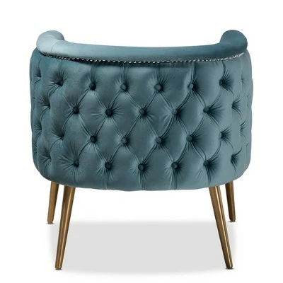 Marcelle Chair - Baxton Studio Light Blue/gold 8 Marcelle Chair - Baxton Studio Light Blue/gold - Image 6