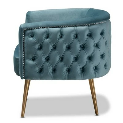 Marcelle Chair - Baxton Studio Light Blue/gold 9 Marcelle Chair - Baxton Studio Light Blue/gold - Image 7