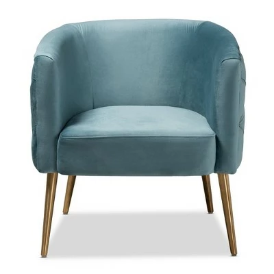 Marcelle Chair - Baxton Studio Light Blue/gold 10 Marcelle Chair - Baxton Studio Light Blue/gold - Image 8