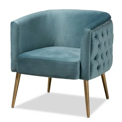 Marcelle Chair - Baxton Studio Light Blue/gold 11 Marcelle Chair - Baxton Studio Light Blue/gold - Image 9